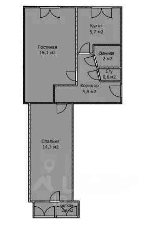 2-к кв. Башкортостан, Стерлитамак ул. Артема, 9 (44.9 м) - Фото 1