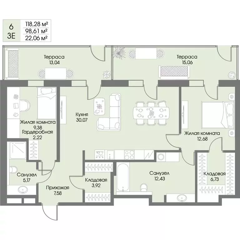 2-комнатная квартира: городской посёлок Рощино, ЖК Резиденция Рощино ... - Фото 1