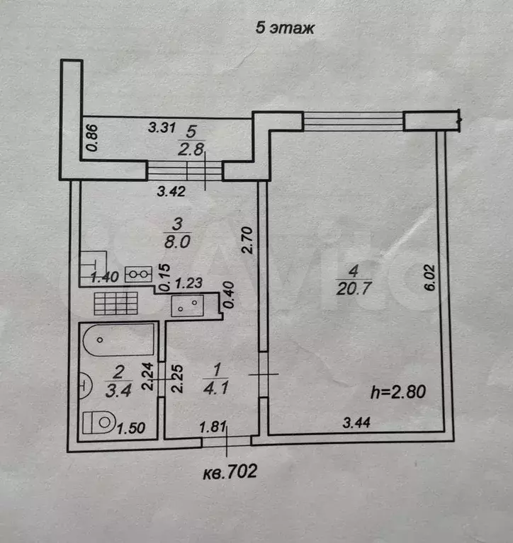 1-к. квартира, 36,2 м, 5/9 эт. - Фото 0
