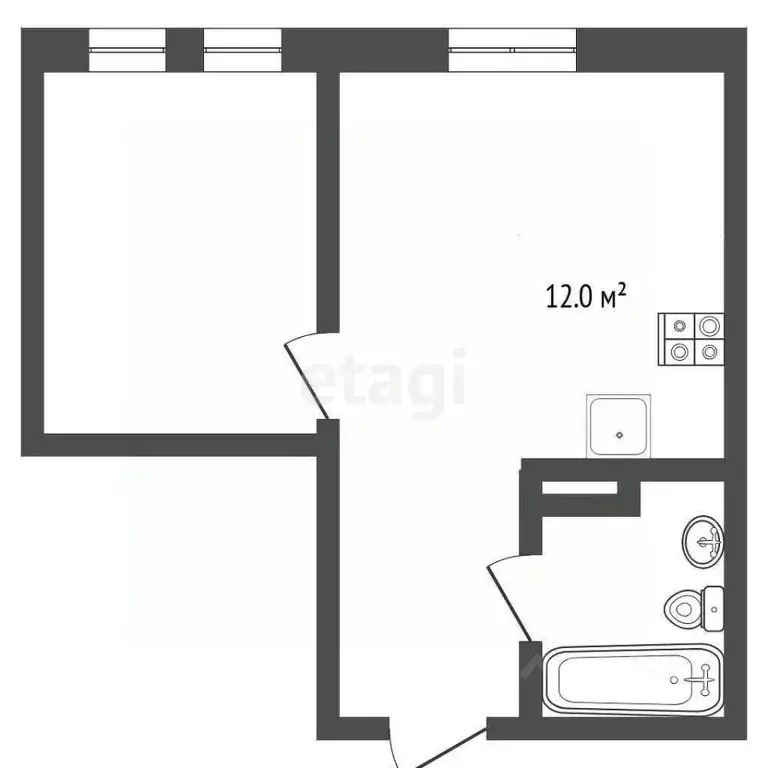 1-к кв. Тюменская область, Тюмень ул. Газовиков, 73к1 (32.9 м) - Фото 1