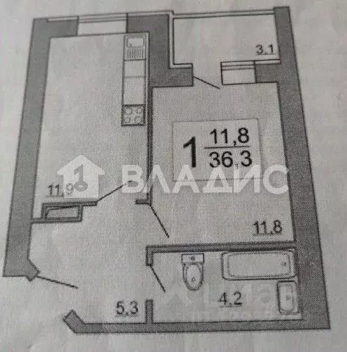 1-к кв. Пензенская область, Пензенский район, Засечный сельсовет, с. ... - Фото 2