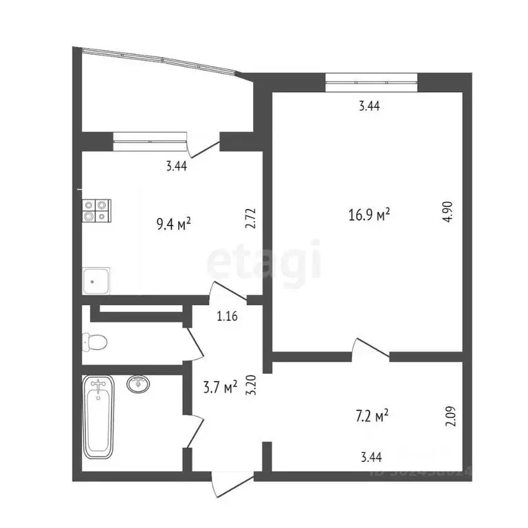 1-к кв. Тюменская область, Тюмень Широтная ул., 170к1 (42.9 м) - Фото 0