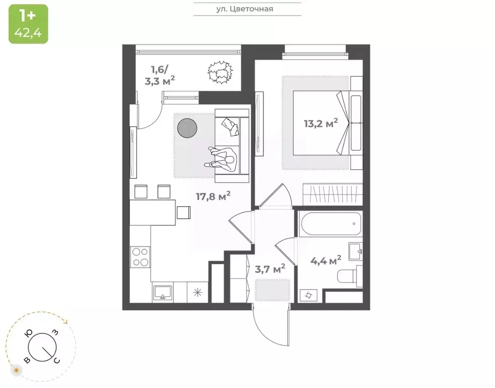 1-к кв. Тверская область, Тверь Соминка мкр,  (40.7 м) - Фото 0