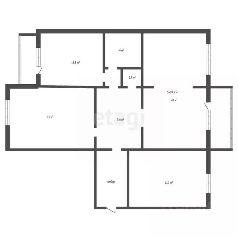 3-к кв. Брянская область, Брянск ул. Романа Брянского, 23 (89.3 м) - Фото 1