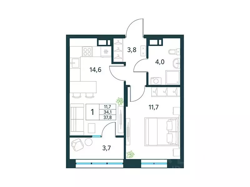 1-к кв. Забайкальский край, Чита Хороший мкр,  (37.8 м) - Фото 1