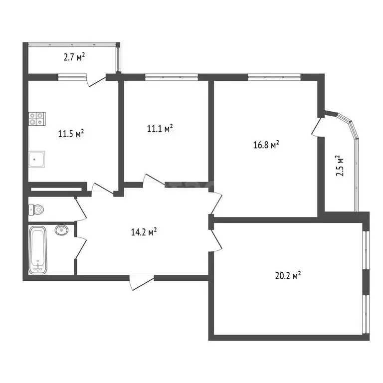 3-комнатная квартира: Санкт-Петербург, Союзный проспект, 8к1 (78.1 м) - Фото 1