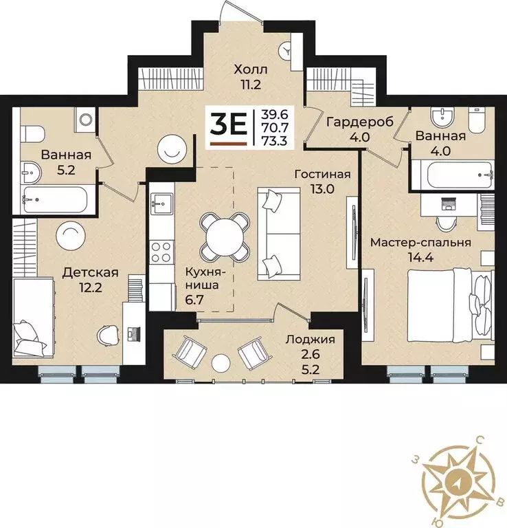 3-комнатная квартира: Пермь, Екатерининская улица, 38 (73.3 м) - Фото 0