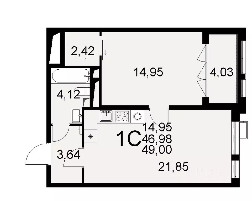 1-к кв. Тульская область, Тула Путейская ул., 11 (46.98 м) - Фото 0