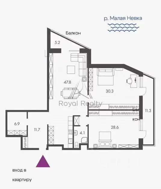 3-к кв. Санкт-Петербург Ждановская ул., 45 (137.1 м) - Фото 2
