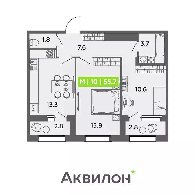 3-к кв. Санкт-Петербург ул. Чирикова, 5 (55.7 м) - Фото 0