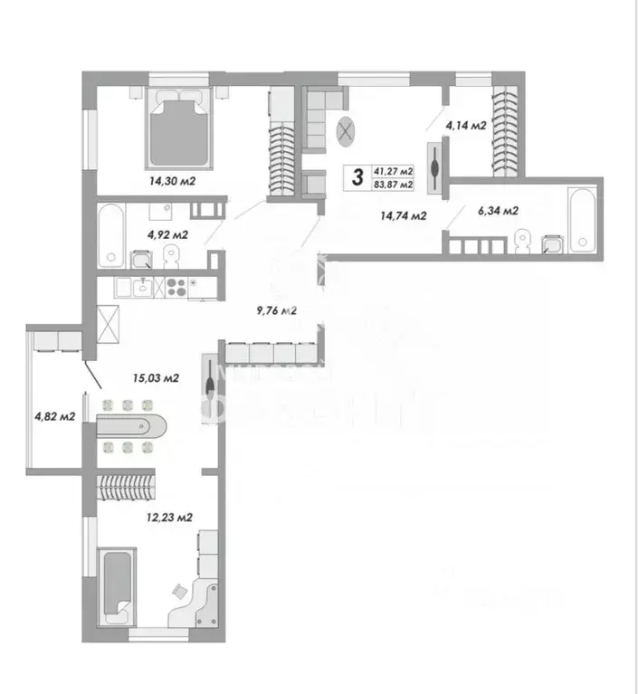 3-к кв. Оренбургская область, Оренбург Северо-Восточный жилрайон, 20А ... - Фото 2