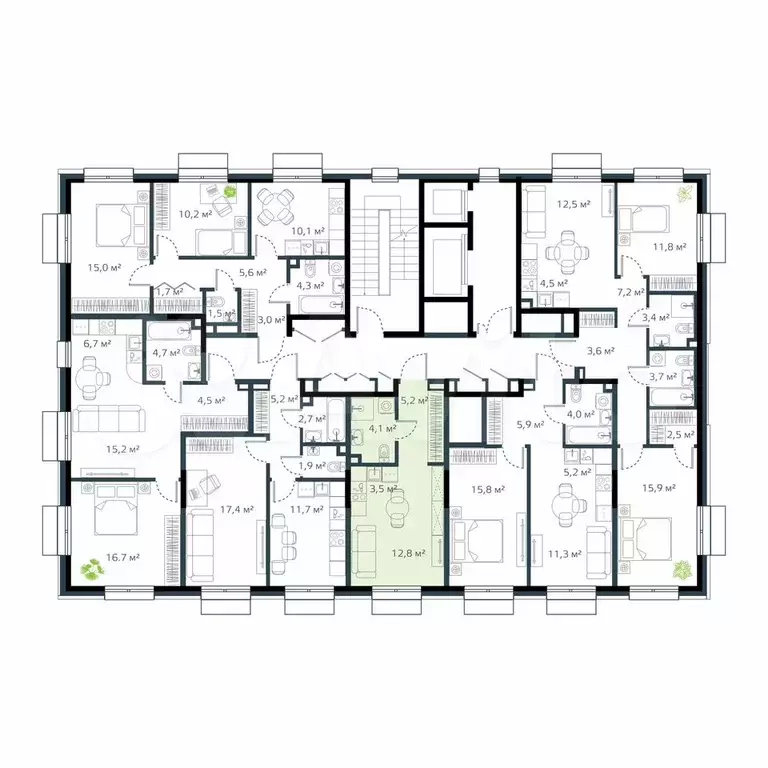 Квартира-студия, 25,6 м, 6/12 эт. - Фото 1