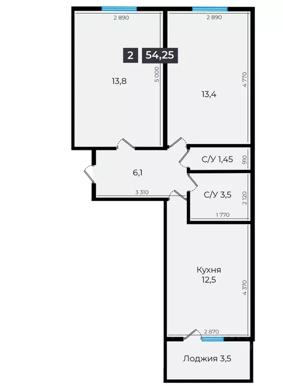 2-к кв. Ставропольский край, Ставрополь ул. Южный обход, 53В (54.25 м) - Фото 1