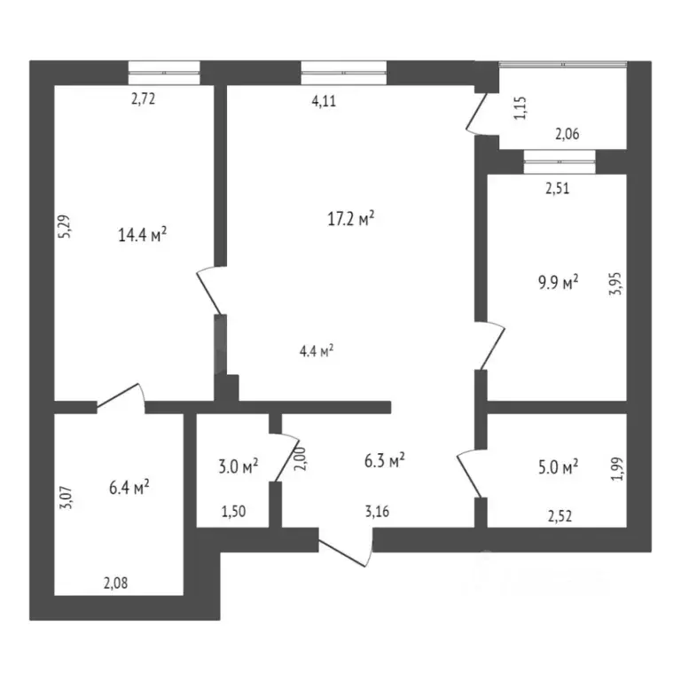 3-к кв. Тюменская область, Тюмень ул. Василия Севергина, 2к2 (66.6 м) - Фото 1