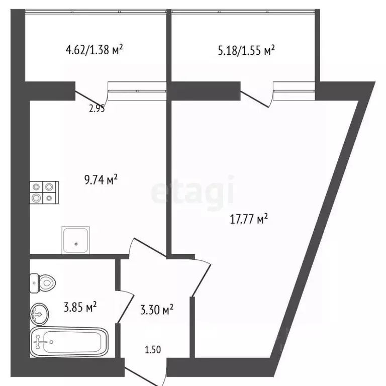 1-к кв. Севастополь просп. Античный, 52 (35.3 м) - Фото 1