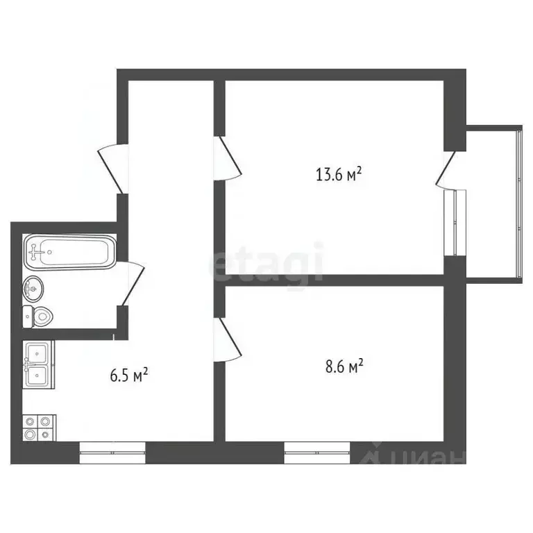 2-к кв. Москва Волжский бул., 14 (34.3 м) - Фото 1