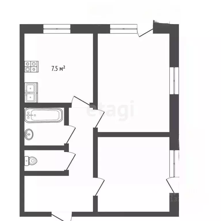 2-к кв. Кемеровская область, Юрга ул. Тургенева, 53 (52.6 м) - Фото 2