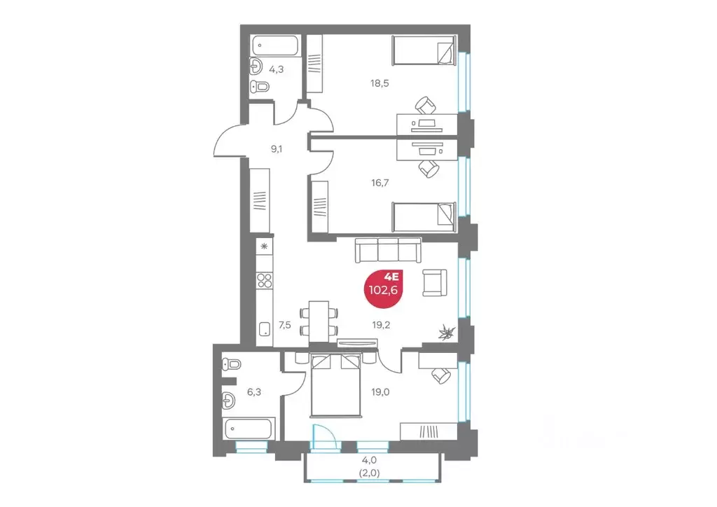 4-к кв. Пермский край, Пермь Советская ул., 16 (102.6 м) - Фото 1