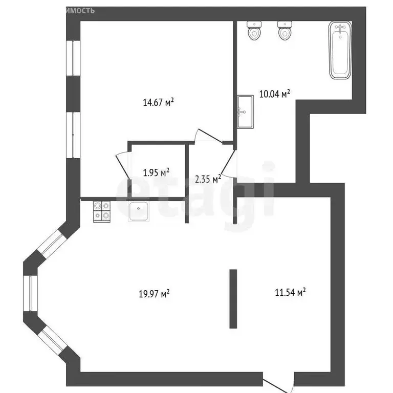 1-комнатная квартира: Тюмень, улица Ленина, 63 (59.6 м) - Фото 1