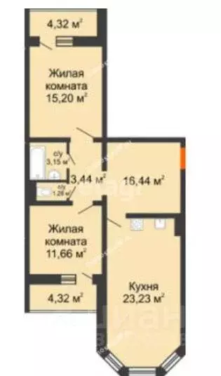 3-к кв. Липецкая область, Липецк ул. Виктора Музыки, 10 (75.3 м) - Фото 0