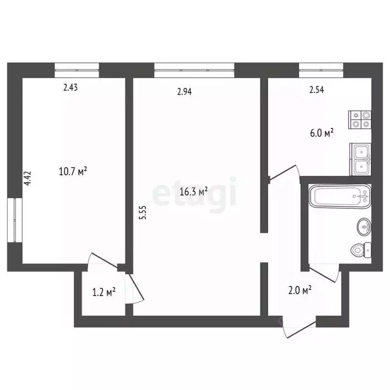 2-к кв. Московская область, Люберцы Красногорская ул., 28 (60.0 м) - Фото 1