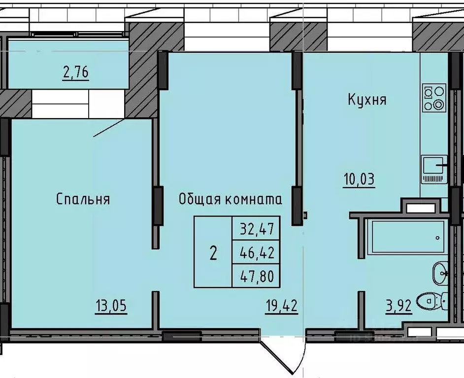 2-к кв. Саха (Якутия), Якутск 37-й кв-л,  (47.8 м) - Фото 0