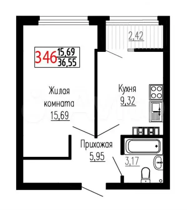 1-к. квартира, 36,5 м, 26/27 эт. - Фото 0