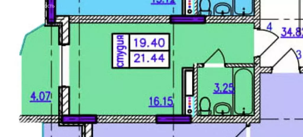 Квартира-студия: село Мысхако, Счастливый переулок, 26 (23.4 м) - Фото 1