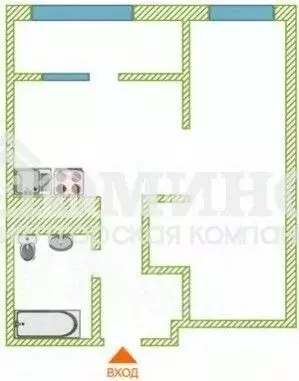 Студия Тюменская область, Тюмень ул. 50 лет Октября, 57Бк2 (35.0 м) - Фото 2