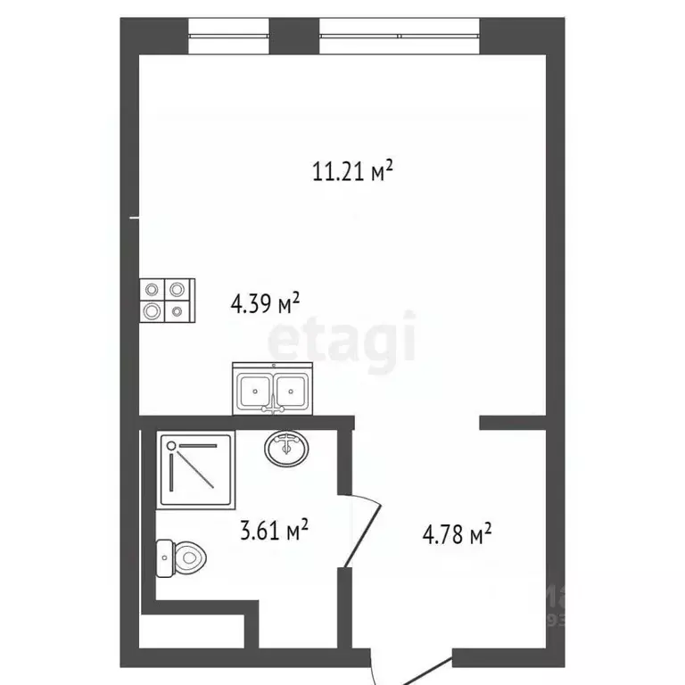 Студия Тюменская область, Тюмень ул. Юрия Рогачева, 9к2 (23.6 м) - Фото 2
