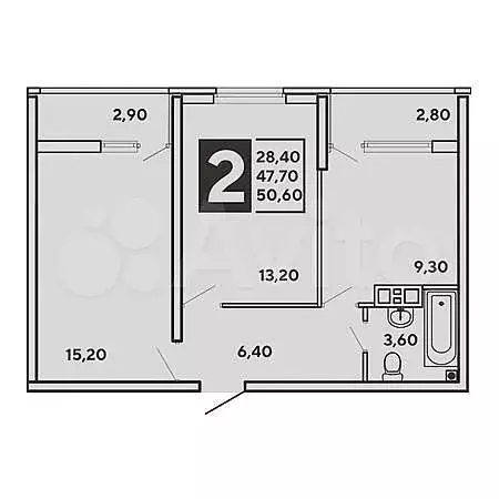 2-к. квартира, 50,5 м, 14/16 эт. - Фото 0