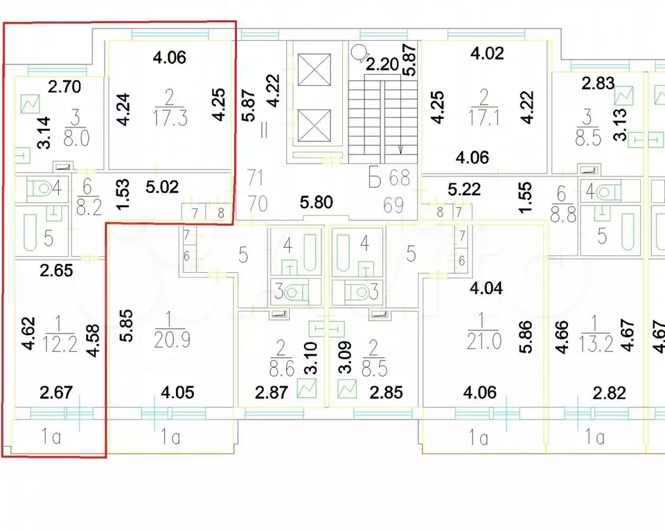 Аукцион: 2-к. квартира, 50,3 м, 6/12 эт. - Фото 1