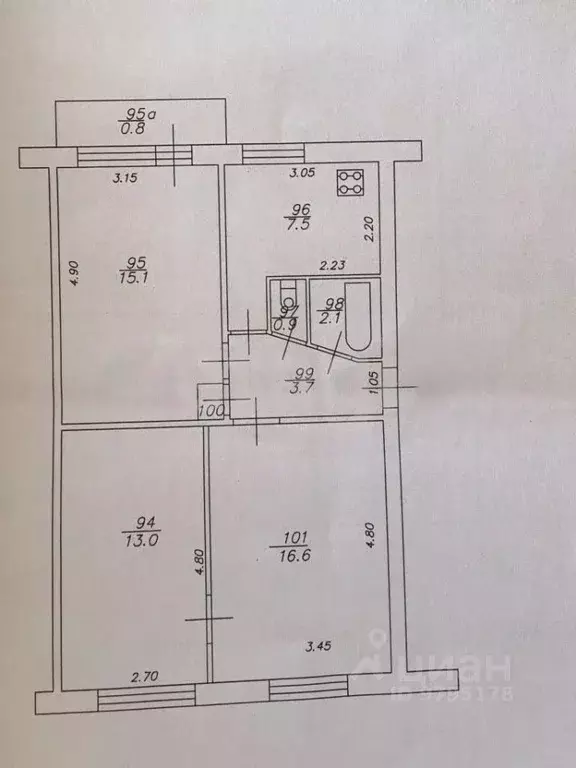 3-к кв. Татарстан, Казань ул. Братьев Касимовых, 18 (60.0 м) - Фото 2
