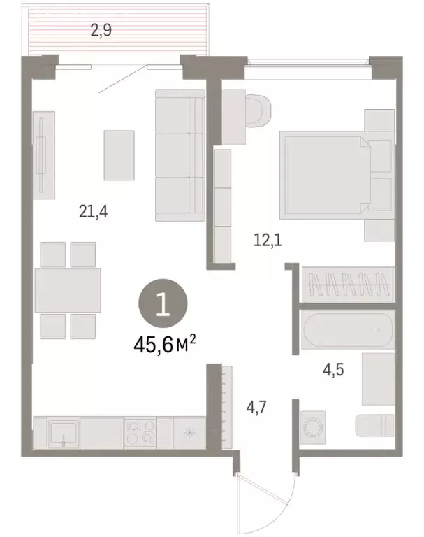 1-комнатная квартира: Курган, жилой район Центральный, ЖК Дом Кино ... - Фото 1