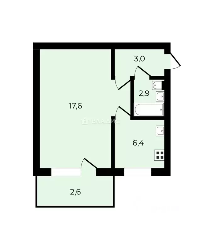 1-к кв. Калининградская область, Калининград Гостиная ул., 4 (30.6 м) - Фото 2