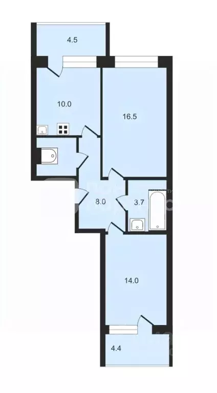 2-к кв. санкт-петербург кондратьевский просп, 64к9 (53.6 м) - Фото 0