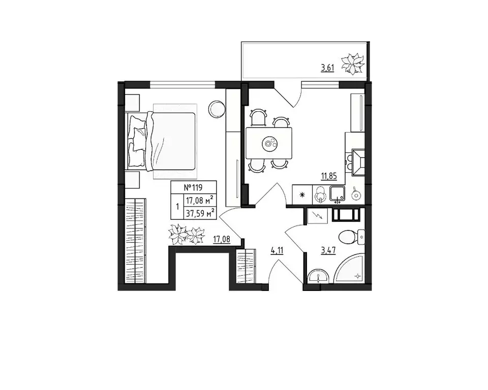 1-комнатная квартира: Гатчина, садоводческое некоммерческое ... - Фото 2