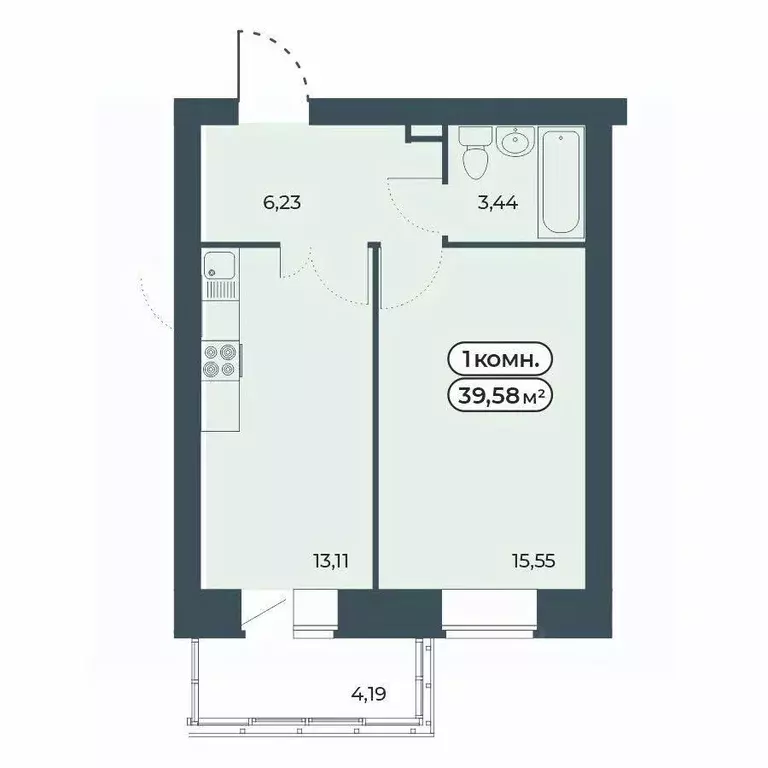 1-к кв. Красноярский край, Красноярск ул. Светлова, 25/1 (39.58 м) - Фото 1