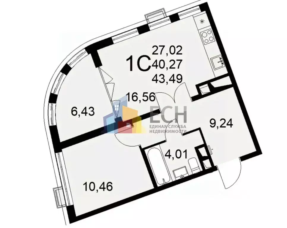 1-к кв. Тульская область, Тула ул. Коминтерна, 44 (43.49 м) - Фото 2