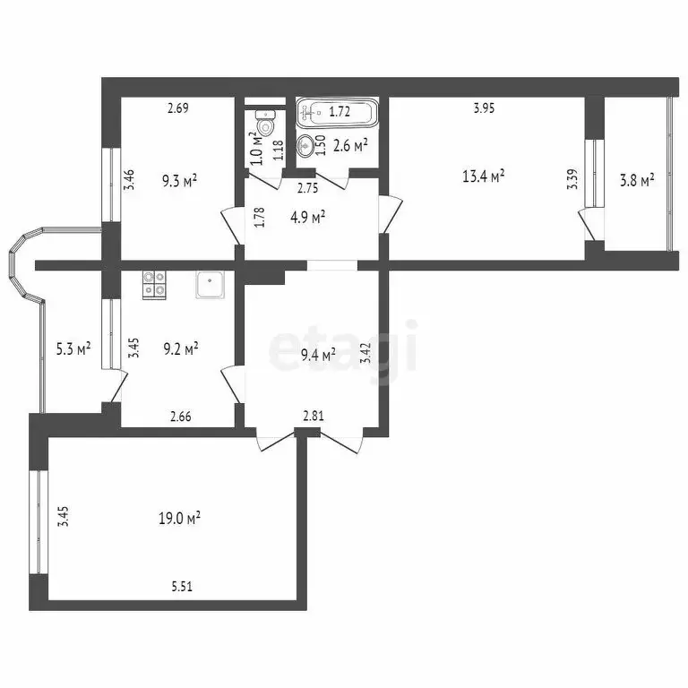 3-комнатная квартира: Самара, улица Александра Матросова, 49 (73.4 м) - Фото 0