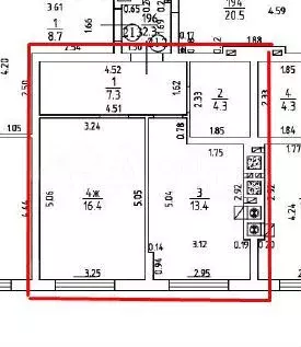 1-к. квартира, 41,4 м, 1/9 эт. - Фото 1