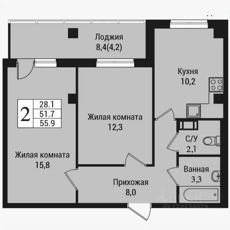 2-к кв. Ленинградская область, Всеволожск Южный мкр, ул. Крымская, 1 ... - Фото 0