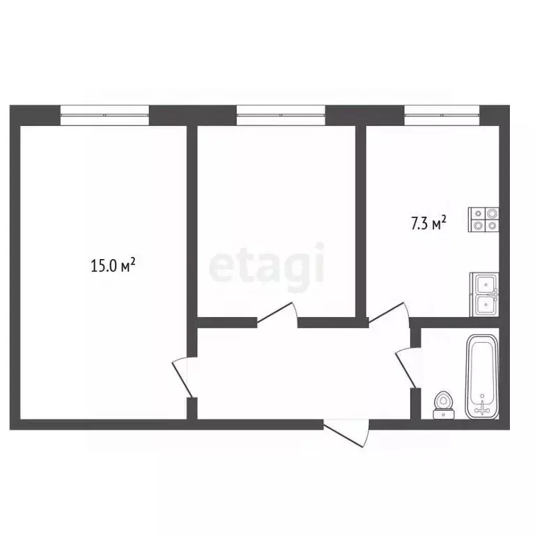 2-к кв. Калужская область, Калуга Телевизионная ул., 41 (36.3 м) - Фото 2