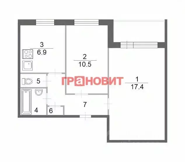 2-к кв. Новосибирская область, Новосибирск ул. Петухова, 122/1 (43.0 ... - Фото 1