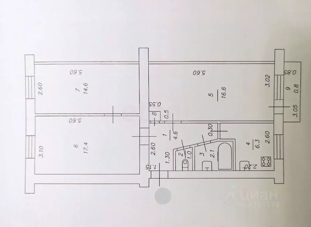 3-к кв. Татарстан, Казань ул. Кулахметова, 9 (62.9 м) - Фото 1