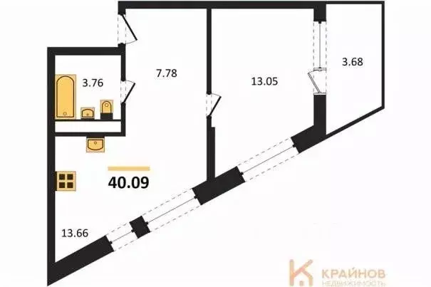 1-к кв. Воронежская область, Воронеж наб. Чуева, 7 (40.09 м) - Фото 0
