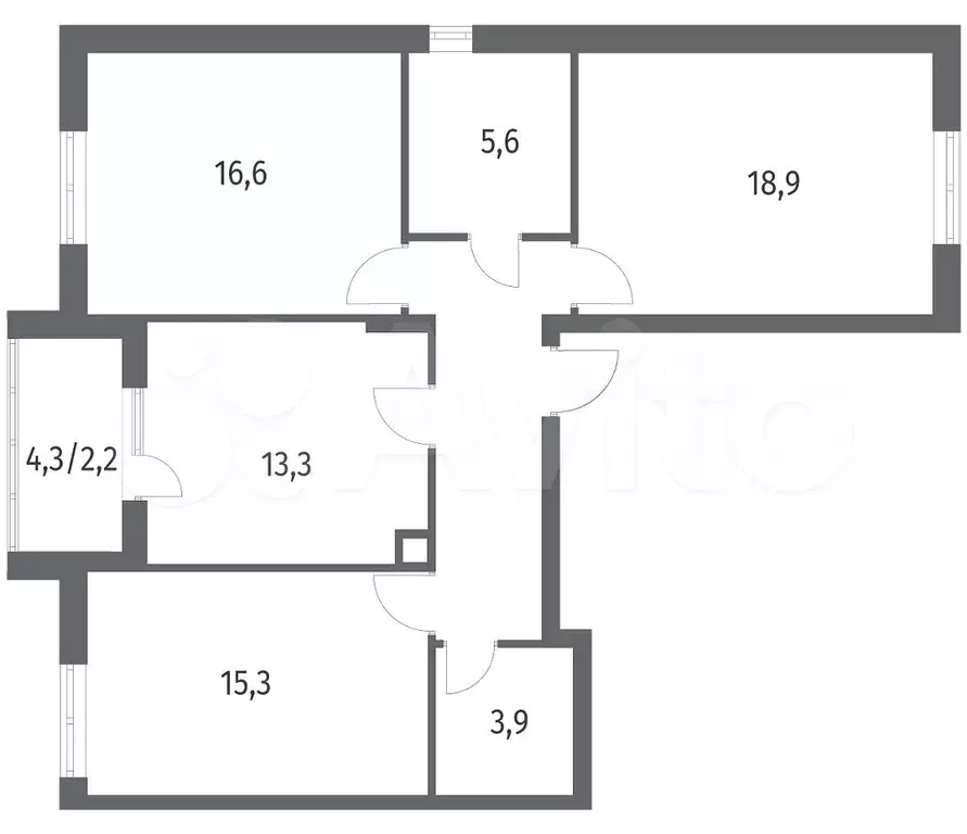 3-к. квартира, 85,2 м, 3/5 эт. - Фото 1