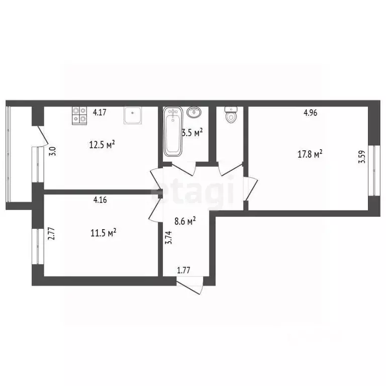 2-к кв. Архангельская область, Котлас просп. Мира, 14 (55.8 м) - Фото 1