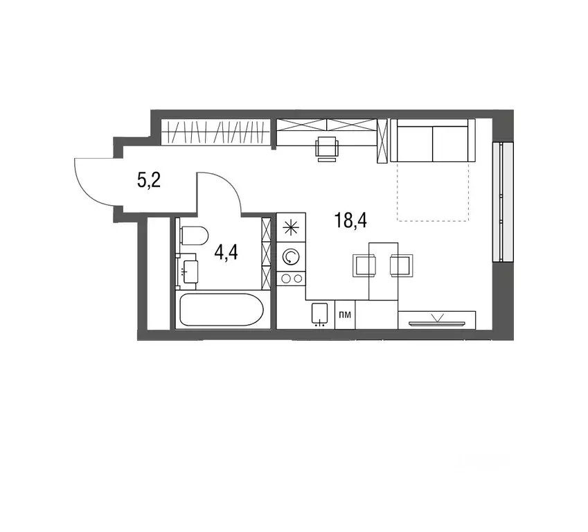 Студия Москва Тагильская ул., 2к1 (28.1 м) - Фото 0