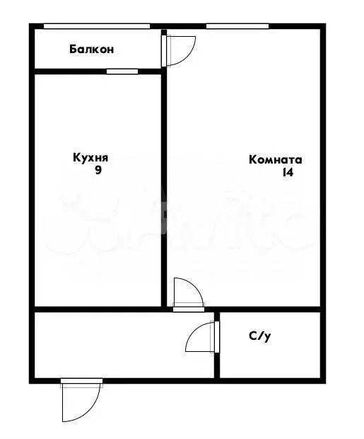 1-к. квартира, 30,2 м, 4/4 эт. - Фото 0